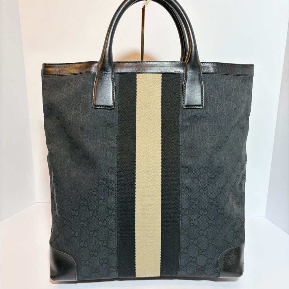 Gucci Black and Tan Vertical Tote